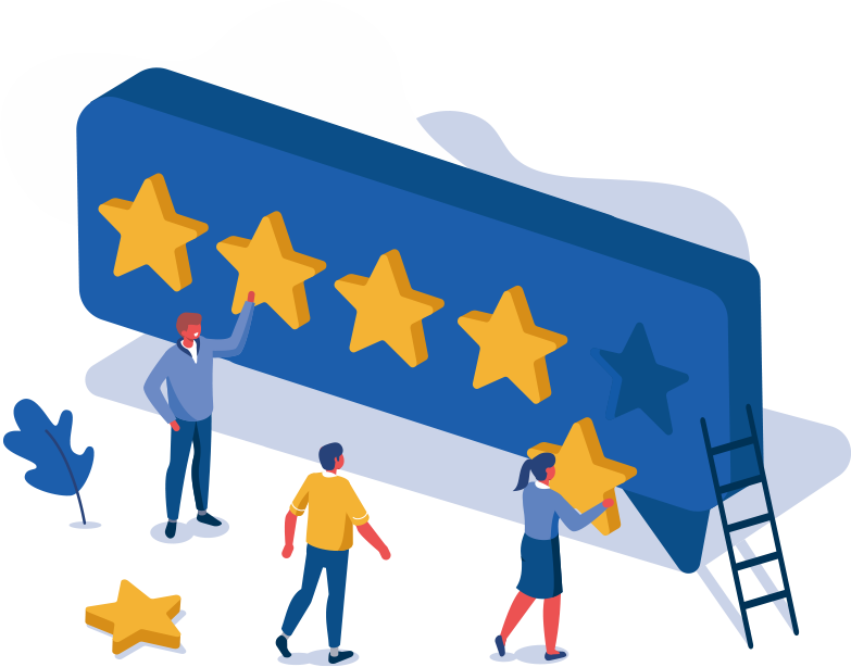 cartoon graphic putting in star ratings