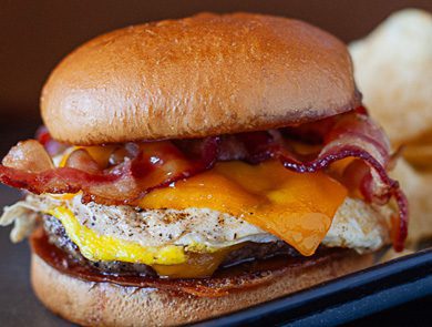 burger and potato chips