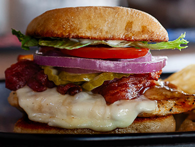 burger and potato chips